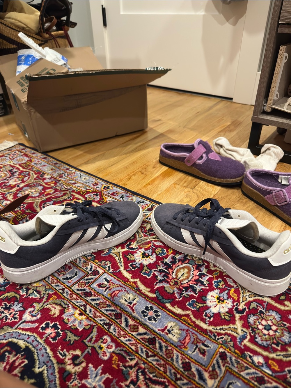 Adidas Navy & White Court-Style Sneakers